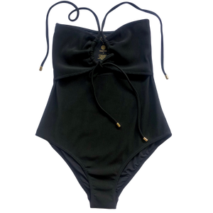 Classic Black Eco Ribbed | Cutout Onepiece
