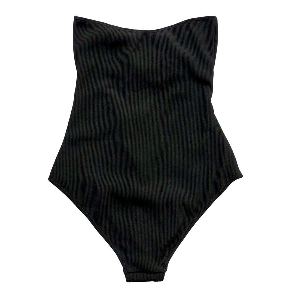 Classic Black Eco Ribbed | Cutout Onepiece