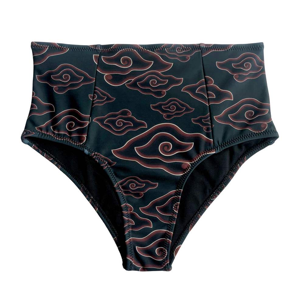 Black Clouds Batik | High Waisted Bikini Bottoms