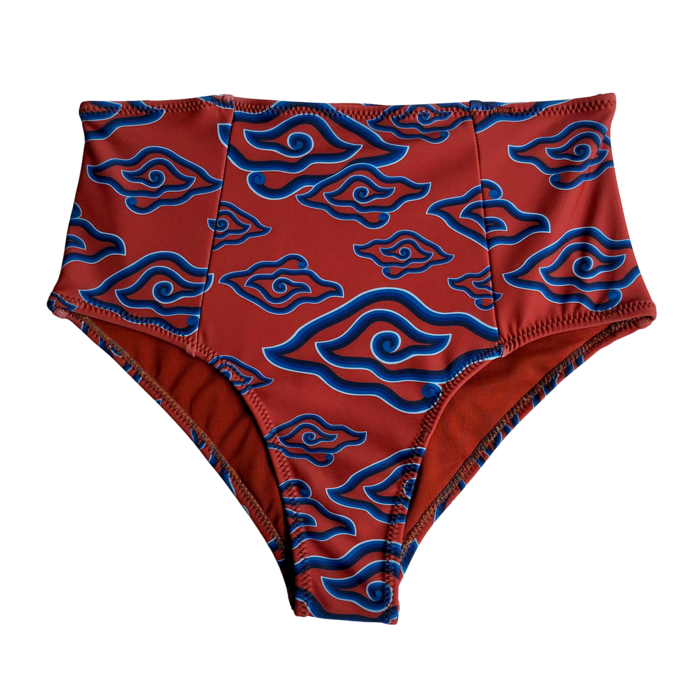 Clay Clouds Batik | High Waisted Bikini Bottoms