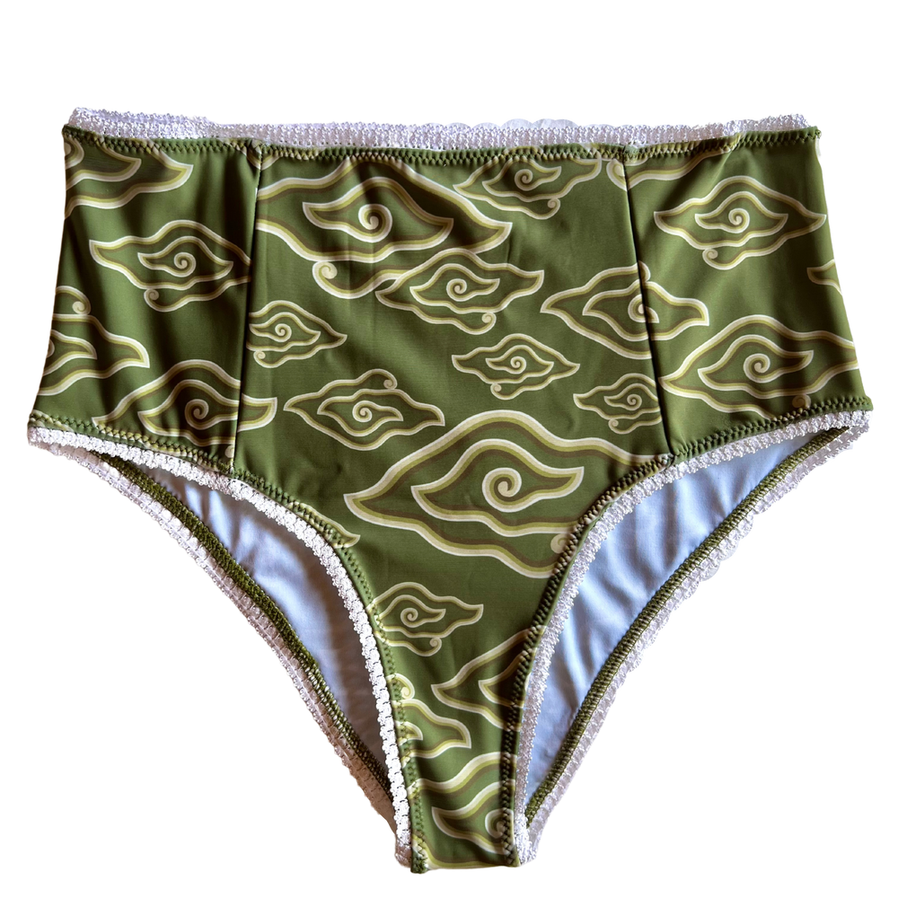 OLIVE CLOUDS BATIK ~ LACE | HIGH WAISTED KNICKERS