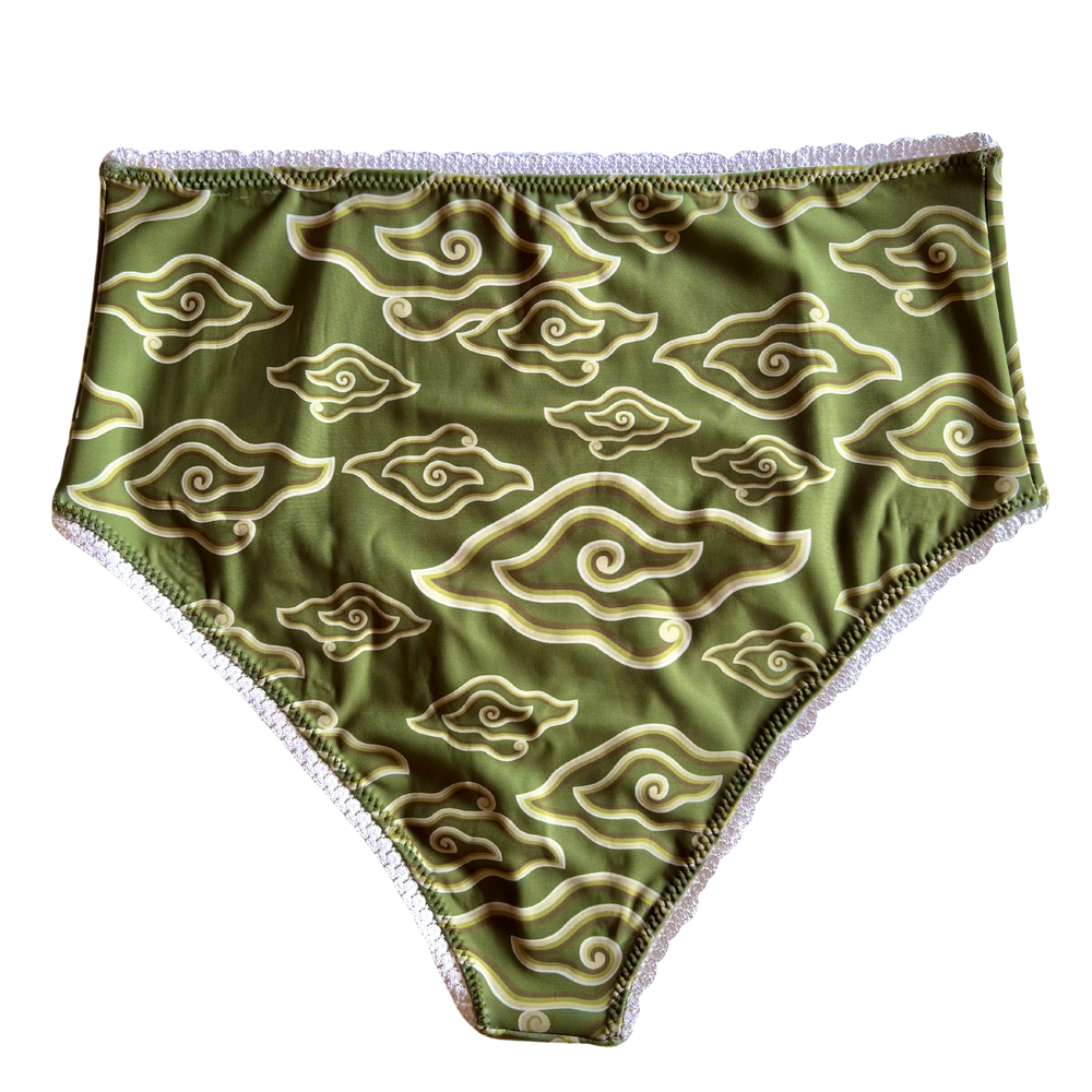 OLIVE CLOUDS BATIK ~ LACE | HIGH WAISTED KNICKERS