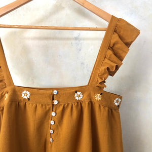 AYU FRILL MINI DRESS - TURMERIC