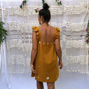AYU FRILL MINI DRESS - TURMERIC