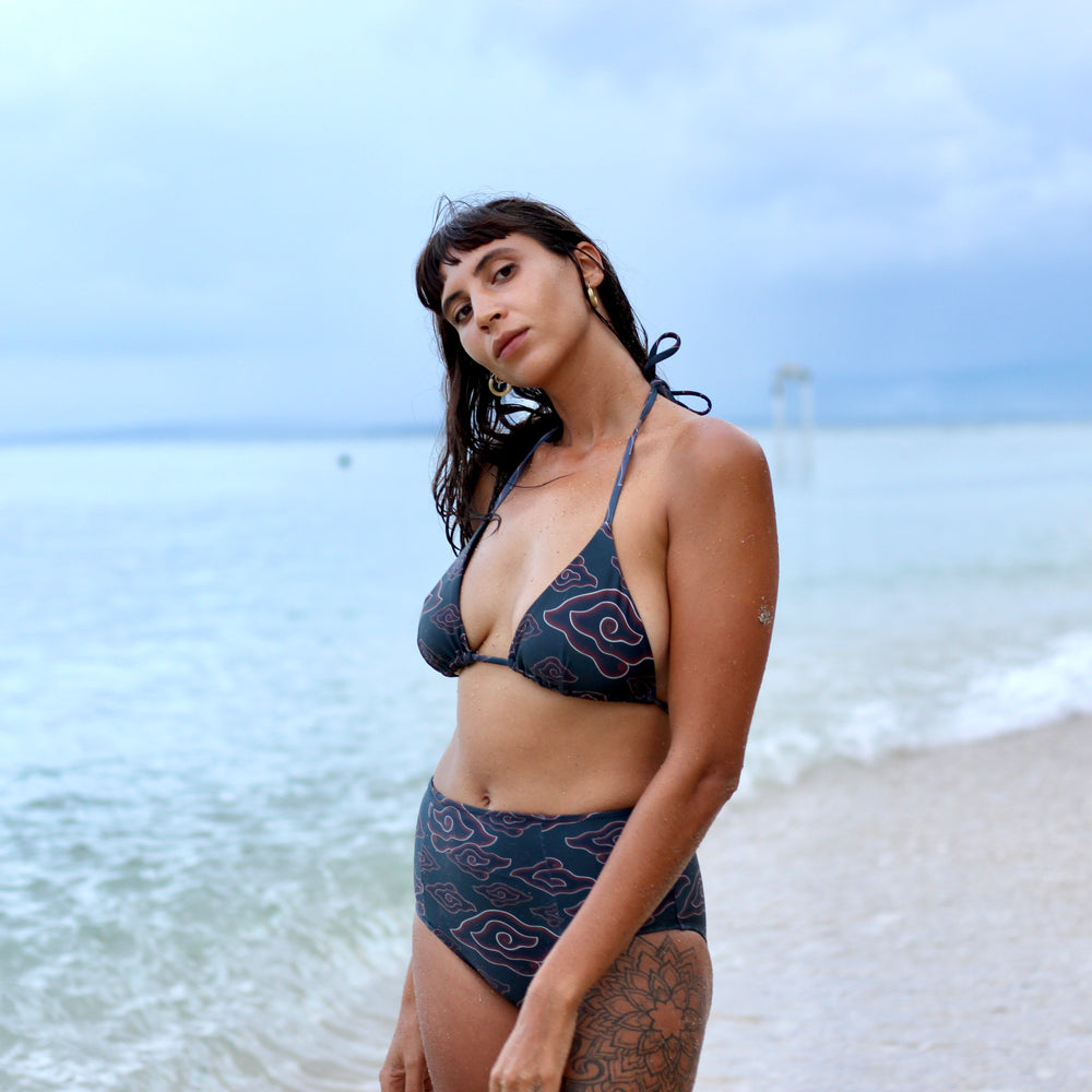 Black Clouds Batik | High Waisted Bikini Bottoms