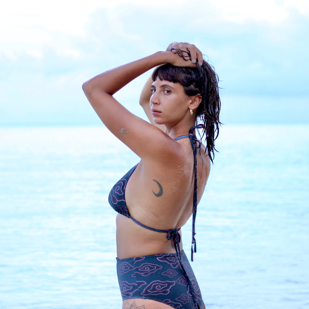 Black Clouds Batik | High Waisted Bikini Bottoms